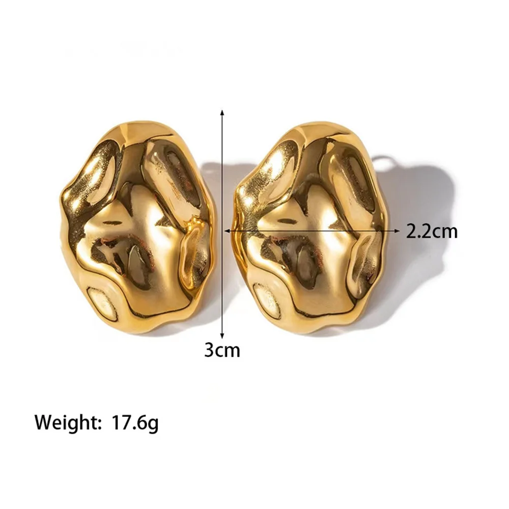 Creative Design Irregular Concave and Convex Pendant Earrings for Women Stainless Steel Gold-plated Ear Rings Decorative Gifts