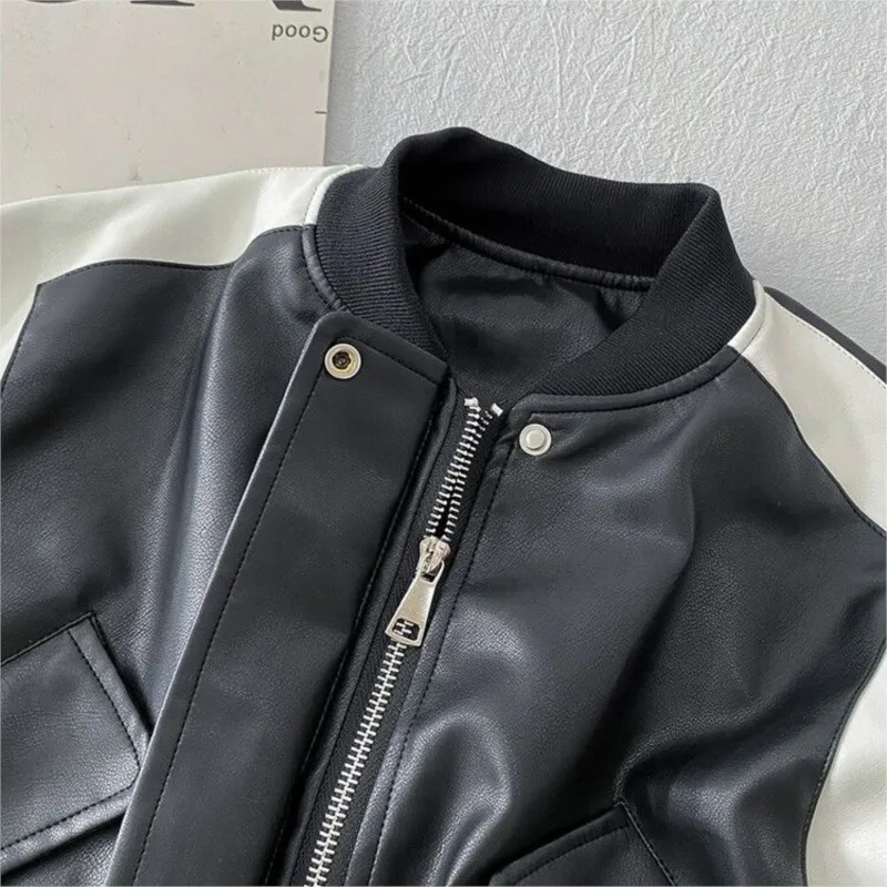 Fashion Baby Boy Girl PU Leather Baseball Jacket Spring Autumn Infant Toddler Child Faux Leather Coat Baby Clothes 1-10Y