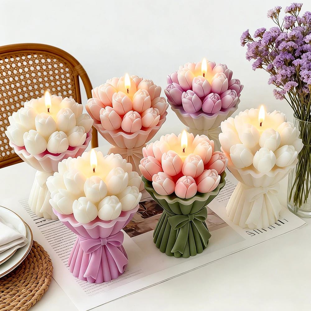 Tulpenstrauß-Kerzenform, Duftkerzen-Resin-Gipsform, Dekorationsform, handgemachte Seifen- und Kerzenherstellungszubehör