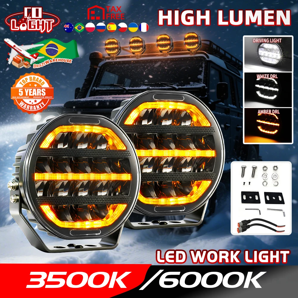 

CO LIGHT 7-дюймовые новые светодиодные комбинированные фары для бездорожья с функцией DRL, поворотниками и антибликовым покрытием для Jeep, внедорожников и грузовиков, 12В/24В
