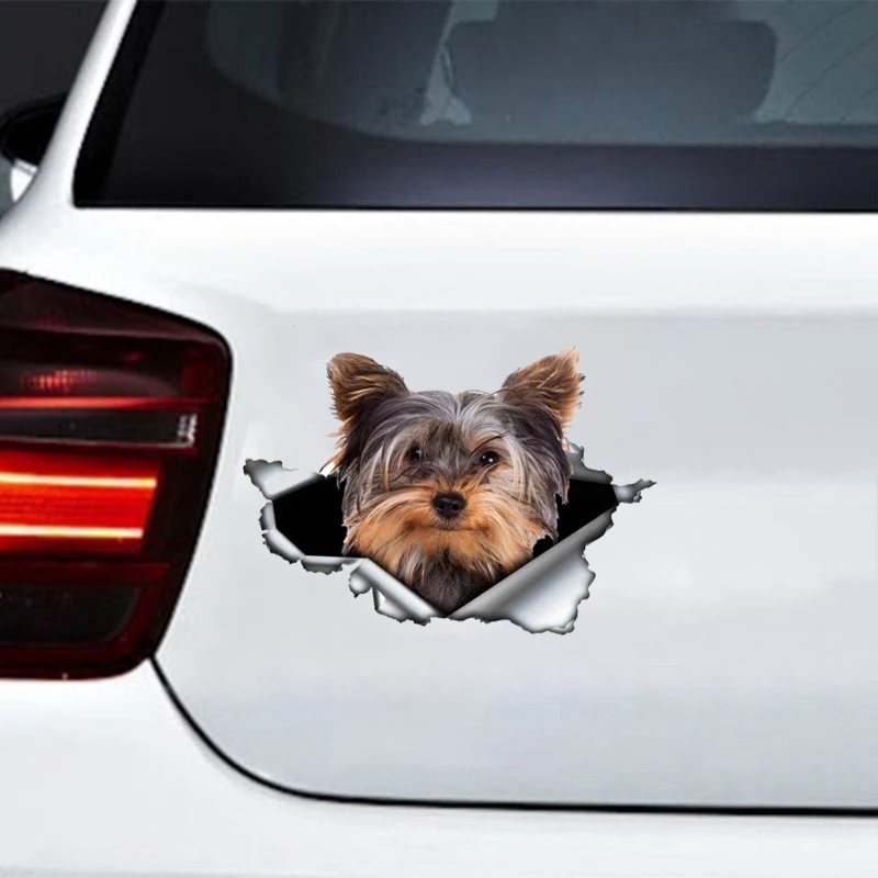 

LYKX Yorkshire Terrier Pet Dog Styling Personality Sticker Torn Metal Vinyl Decal Animal Car Stickers Window Bumper