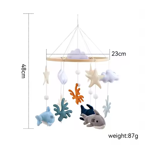 Wooden Crib Mobile Baby Bed Bell Rattle Toy Soft Felt Cartoon Bear Mobile bracket Newborn Music Box Bed Bell Hanging Bracket Toy - Image 31