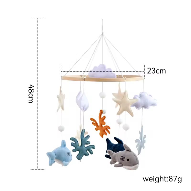 Wooden Crib Mobile Baby Bed Bell Rattle Toy Soft Felt Cartoon Bear Mobile bracket Newborn Music Box Bed Bell Hanging Bracket Toy - Image 31