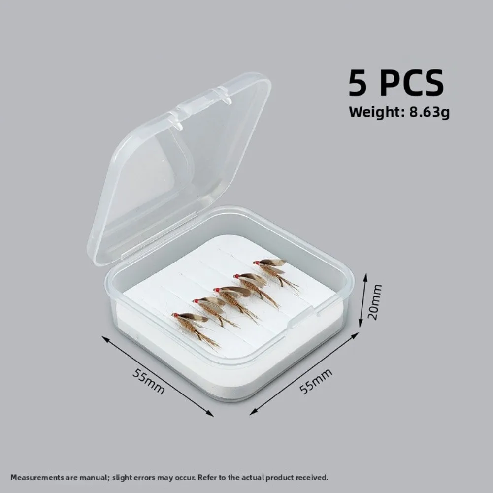 Plastic March Brown Wet Fly Lure Set 5pcs Size 14 Hook 11.7x4.7mm for Freshwater Saltwater Fly Fishing Realistic Design