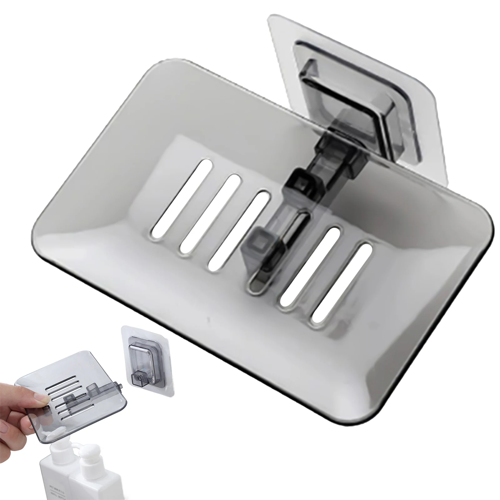 Soap Dish Drainage Soap Holder Transparent Seamless Soap Dish Wall-mounted Crystal Soap Dish Non-porous Soap Rack Accessories
