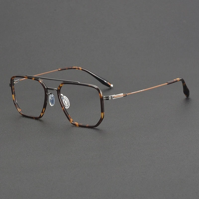 

Новый двойной луч 202508, оправа для очков, деловая ретро анти-синий свет, мужская ацетатная квадратная большая оправа, титановая женская оправа для близорукости