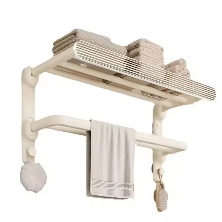 

Wholesale Household Foldable Aluminium Alloy Towel Rack No Hole Shower Storage Wall Bathroom Shelves Bathroom Sets