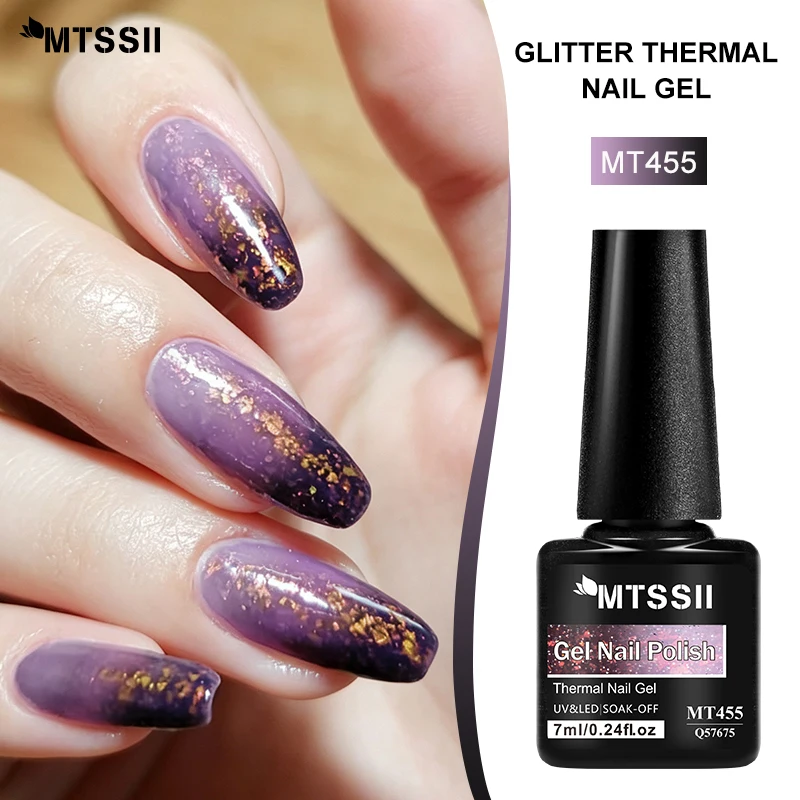 7ml Glitter Thermal Gel Nail Polish 2 Layers Temperature Color Changing Soak Off UV LED Gel Varnish Manicure DIY Nail Supplies