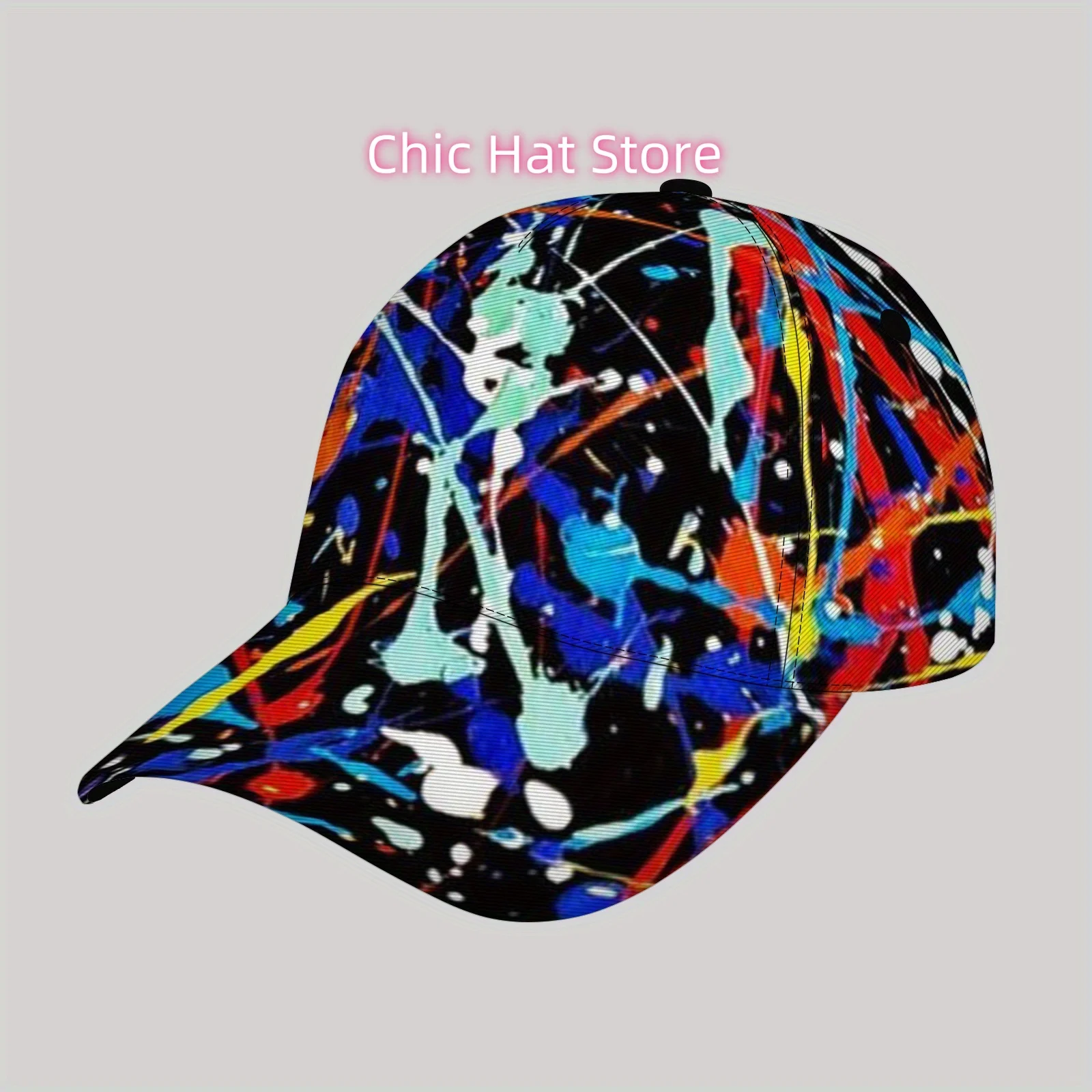 Fashionable and Lightweight Sun Hat, Cool Hip-hop Baseball Cap, Abstract ink-splashing and paint-drop art patterns