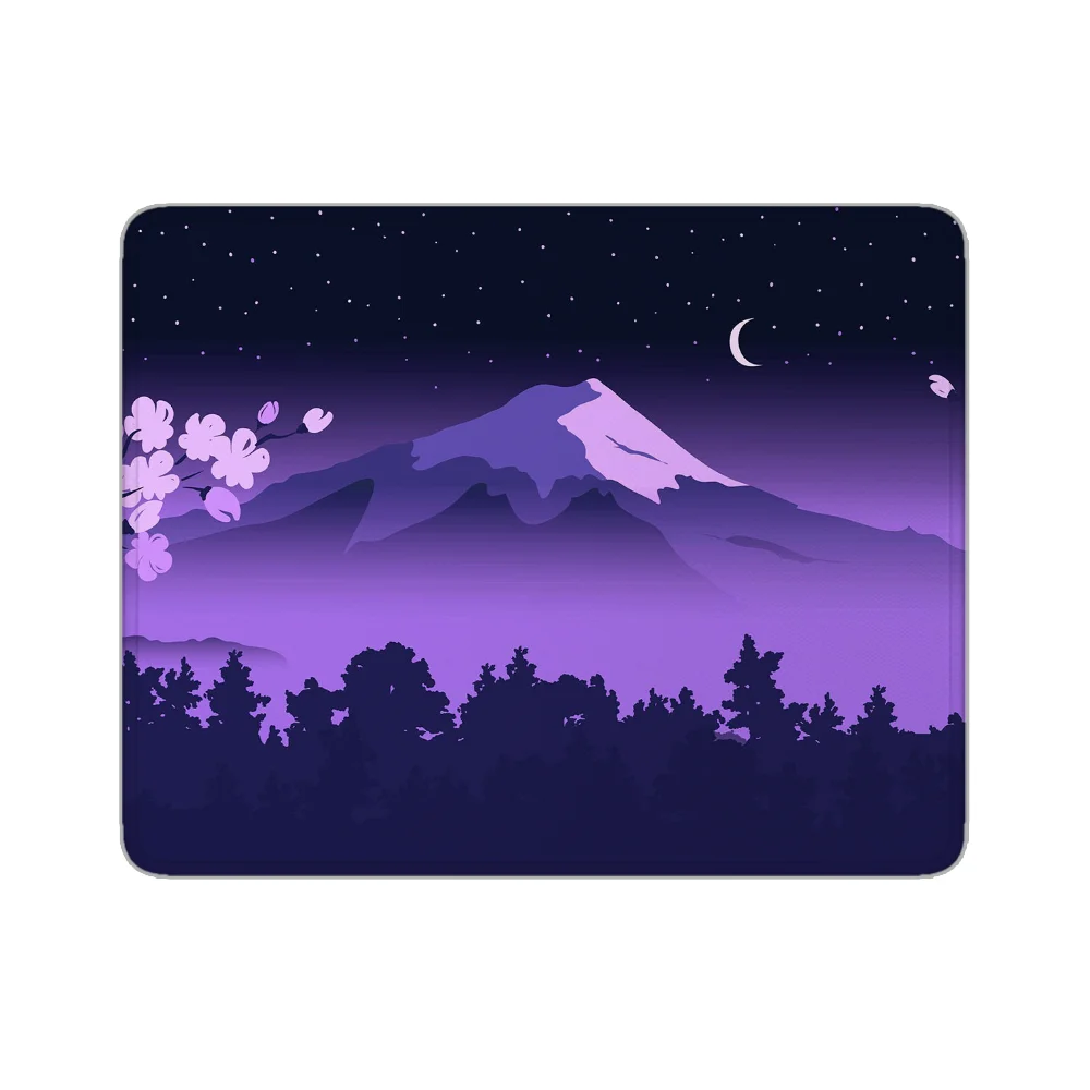 Fuji Desk Mat Purple Blue Mouse Pad Japanese Fuji Sakura Cherry Blossom Mountain landscape Small Gaming Mousepad 20x25
