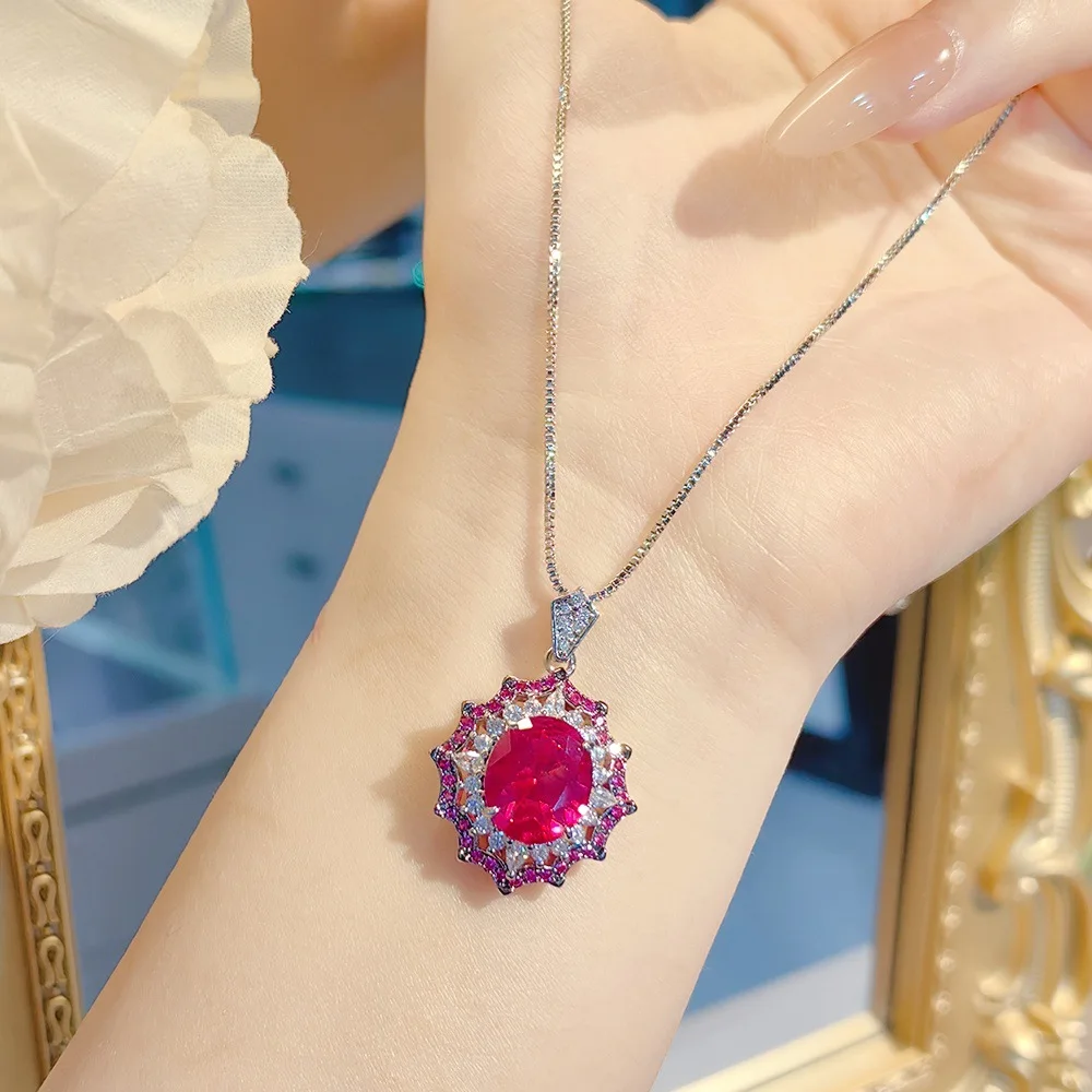 Luxury-Style 925 Sterling Silver Ruby Spinel Set Ring, Pendant, Necklace, Gemstone Earrings for Women 5