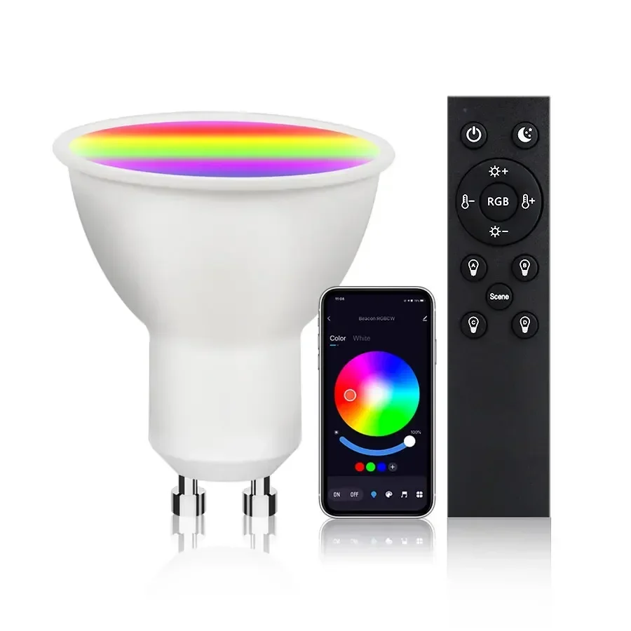 Inteligentna żarówka LED Tuya WiFi 5W 7W 9W 220V GU10 z pilotem RF 2.4G, kompatybilna z Alexa i Google Home — 2