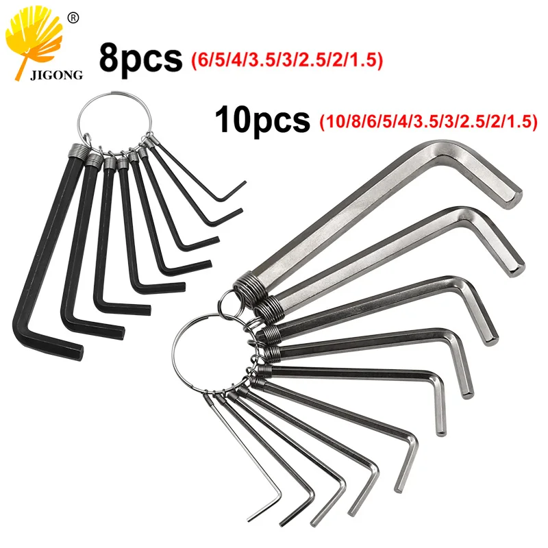 8pcs 10pcs 0.5-10mm Mini Hexagon Hex Allen Key Chain Set Wrench Screwdriver Kit Alloy Steel Tool