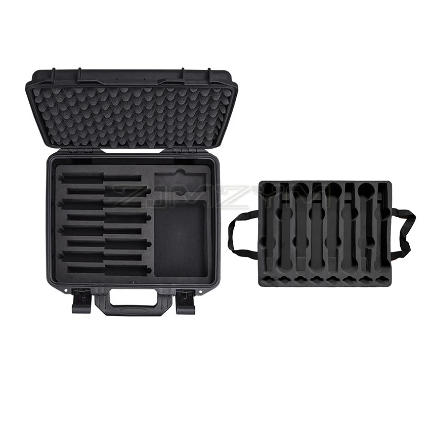 

801-Combination Storage Box Fit For 8 Microphone + 8 Waist Packs Double-layer Performance Suitcase