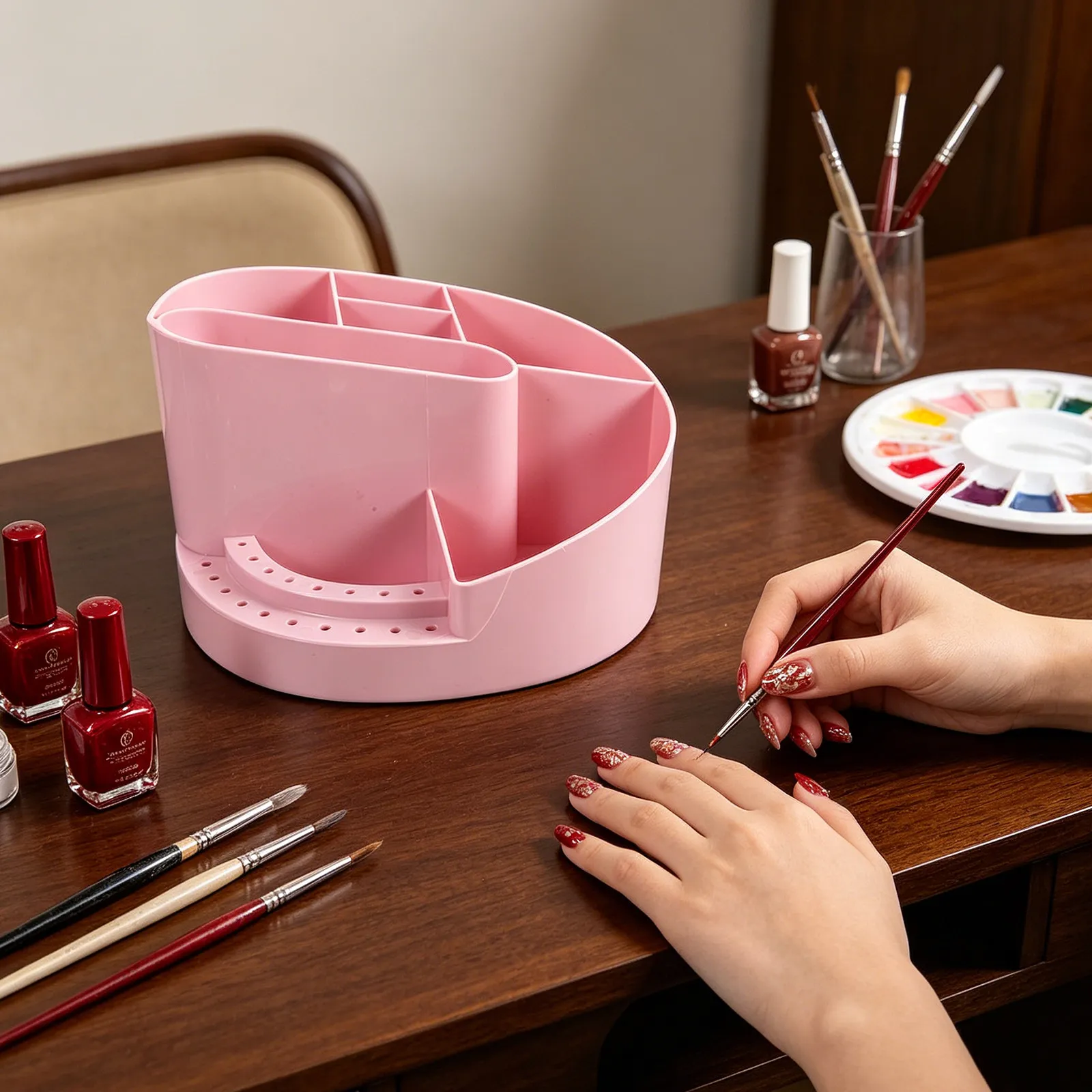 Nail Desk Organizer Multi-Layer 7 Compartments Plastic Manicure Drill Bits Holder Professional Storage Case for Nail Tech