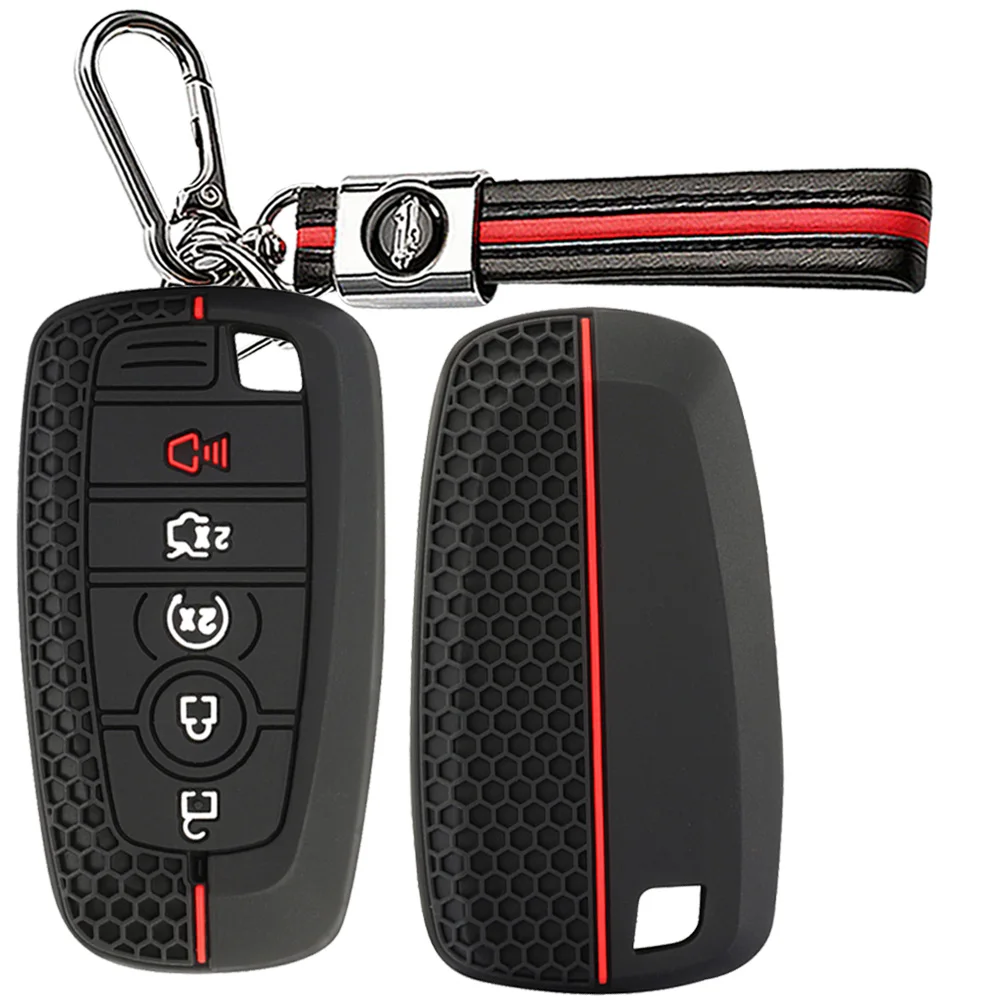Soft Silicone Car Key Case Cover Shell For Ford Explorer Mustang Fusion Escape F150 F250 F350 F450 F550 Ford Raptor 5 Buttons