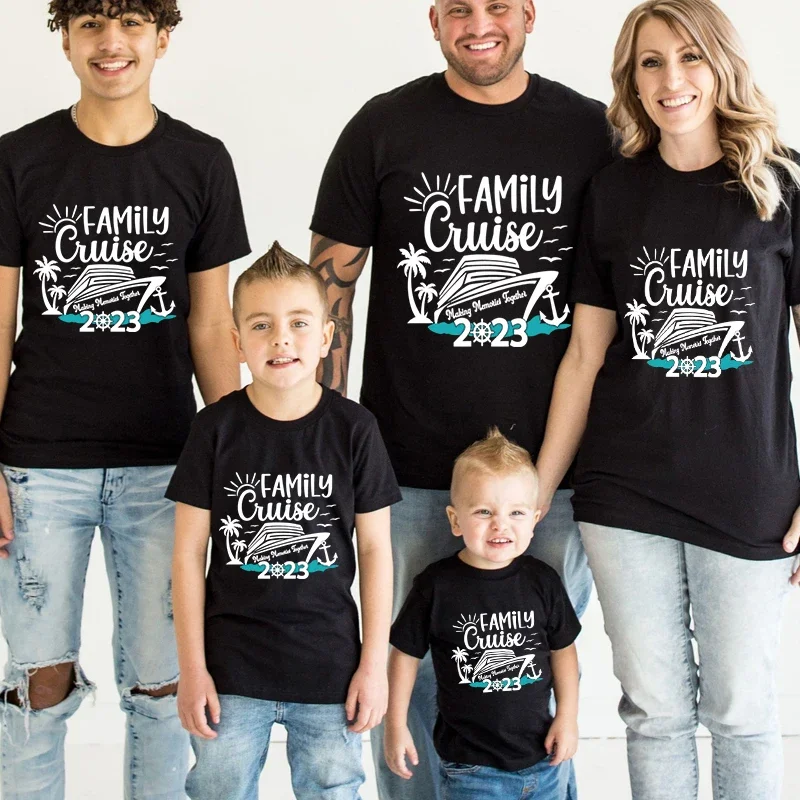 New Summer Family Vacation 2023 T Shirt Family Cruise Trip Tops Tee Matching Family Outfits Mom Dad and Son Daughter T Shirts