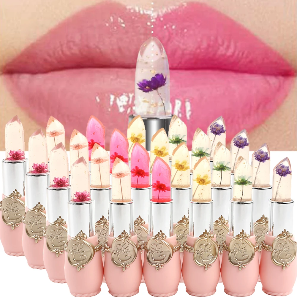 Waterproof Flower LipStick Jelly Flower Transparent Color Changing Lipstick Lasting Moisturizer Jelly Flower Lip Balm Lip Makeup