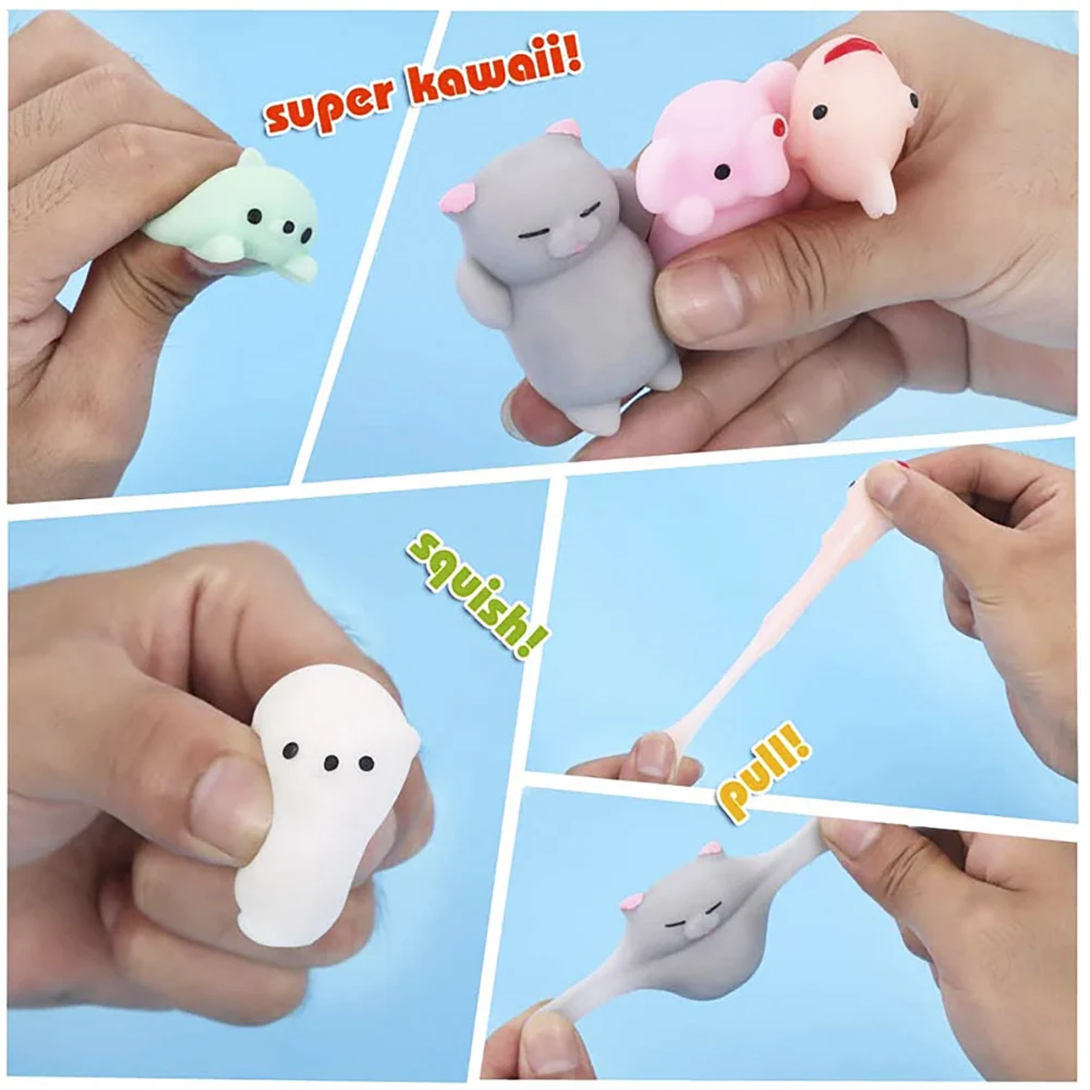 Silicone World 10PCS Soft Glue Stress Relief Toys Cute Animal Finger Pinching Joy Pressing Release Decompression Toy Party Gifts