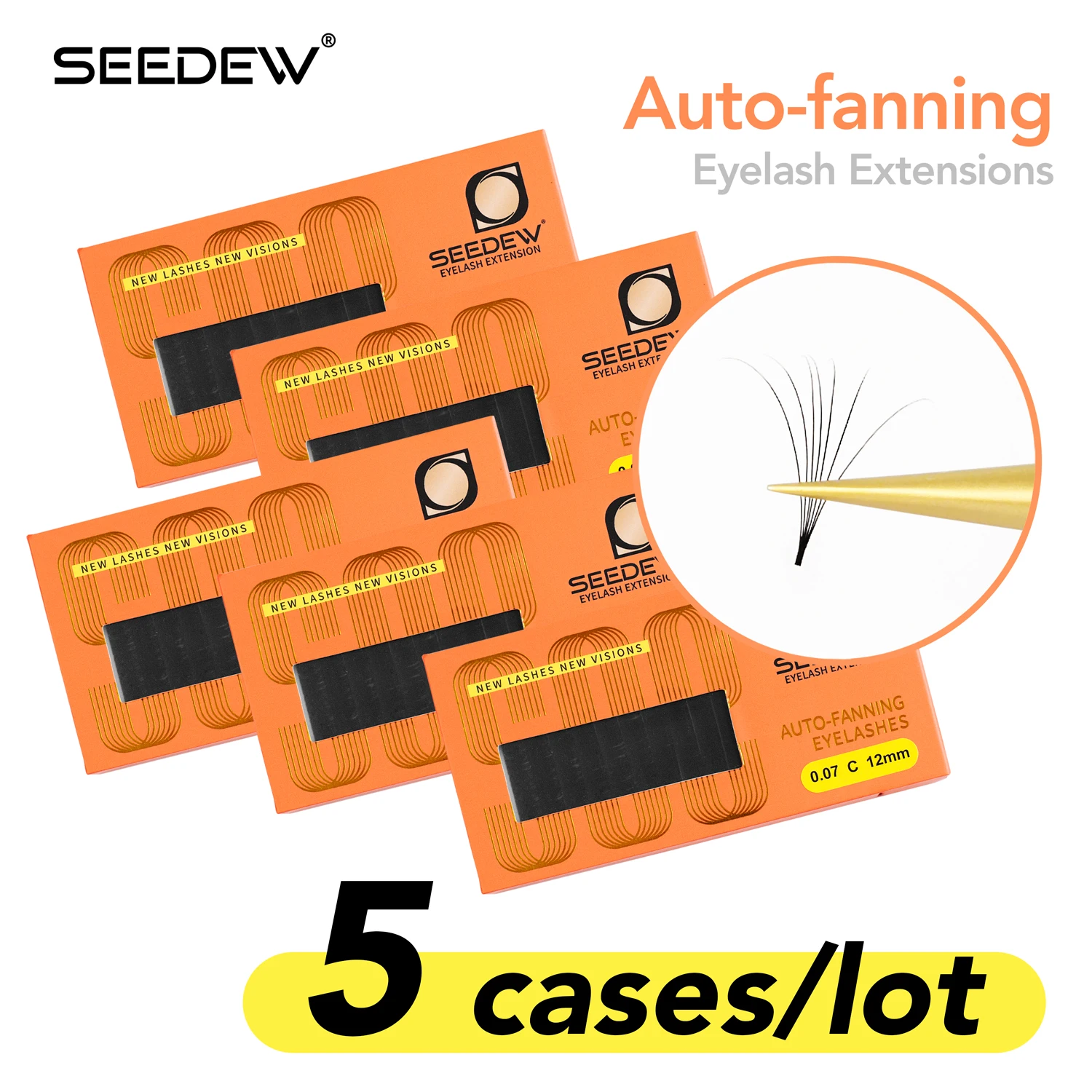 SEEDEW Same Length Auto Bloom Easy Fan Nagaraku Eyelash Extensions 5cases/lot Pre-bonded Lashes Volume Handmade Fans Eyelash