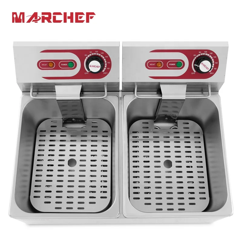 Commercial countertop deep fryer, stainless steel worktop, 12-litre electric fryer, industrial-grade deep fryer