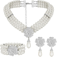 1920s 1950s Women Fashion Jewelry Gatsby Cosplay Accessory Set Pearl Necklace Earring Glove Cigarette Holder Audrey Hepburn