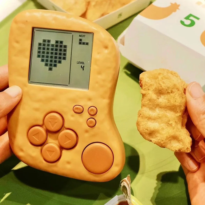 Portable Fried Chicken Nugget Shape Gameboy Peripheral Toy Handheld Game Players Console Collection Mini Children Gift Fun Games