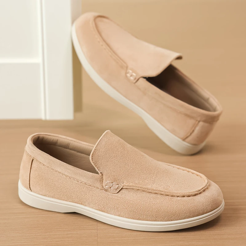 Christmas Holiday New Men's Suede Loafers Slip on Flat Casual Shoes Big Size 39-48 Outdoor Walking Holiday Gift Footwear