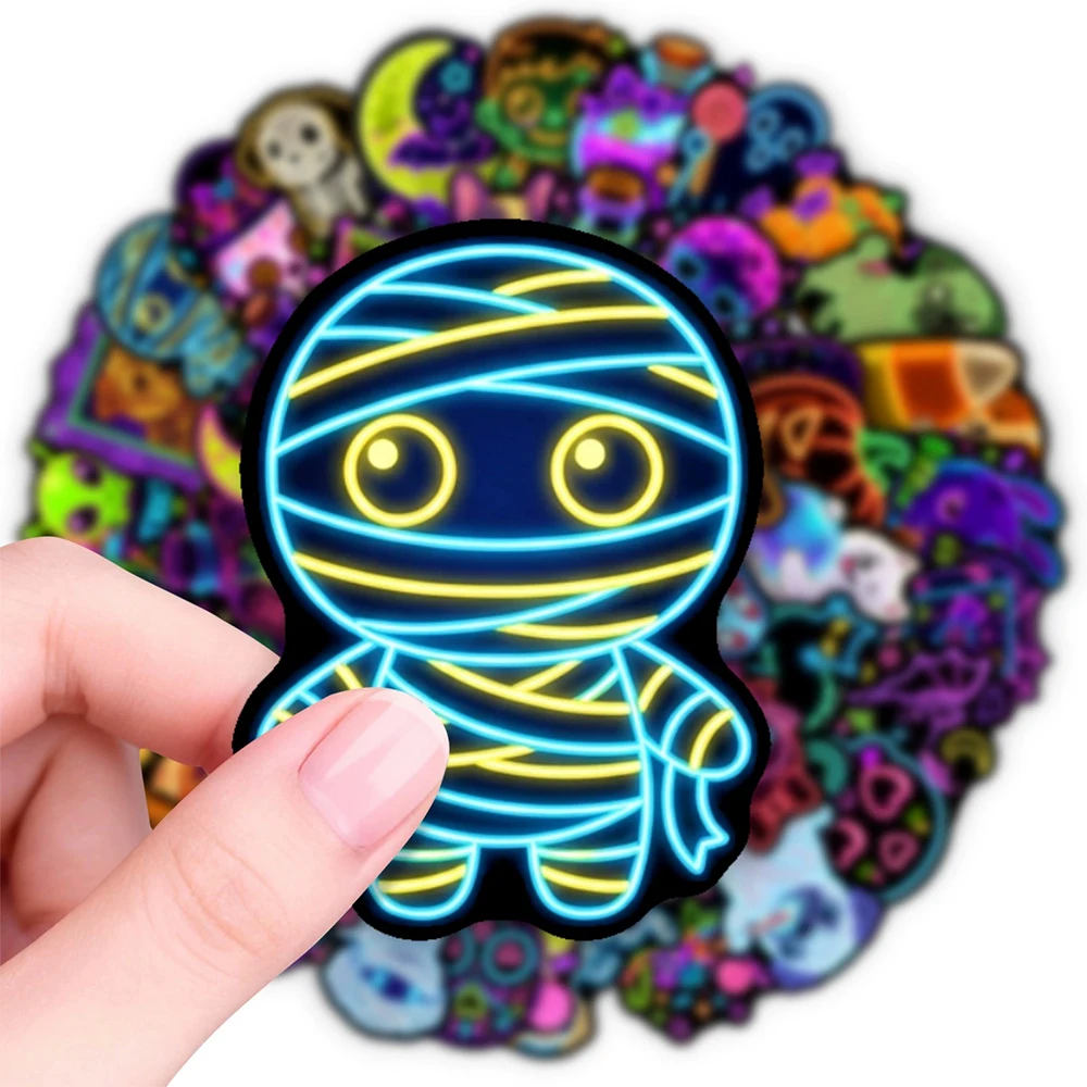 10/30/50pcs Funny Neon Halloween Pet Dog Stickers Gothic Cartoon Decoration Decal Scrapbook Laptop Cute Pumpkin Animal Sticker