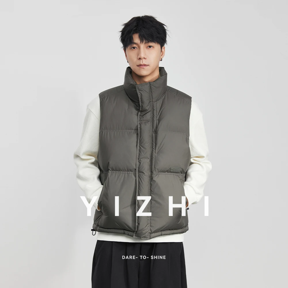 موضة الرجال الوقوف طوق صدرية بلا أكمام بلون كل مباراة القطن سترة 2025 شتاء جديد سماكة سترة دافئة