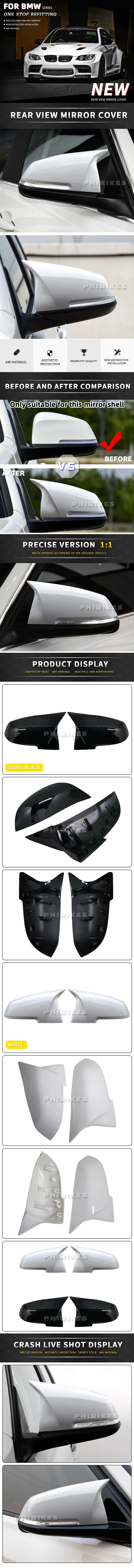 Weiße Rückspiegelkappe Flügel Seitenspiegelabdeckung für BMW 1 2 3 3GT 4X1 E84 M2 i3 Serie F20 F21 F22 F23 F30 F31 F32 F33 F34 F80 – Detail 1