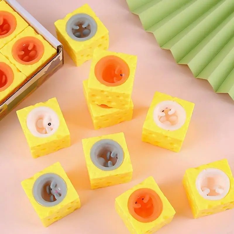 M89C Soft TPR Cheese Mouse Squeeze jouet pour le soulagement du stress Playme Sensory les âges