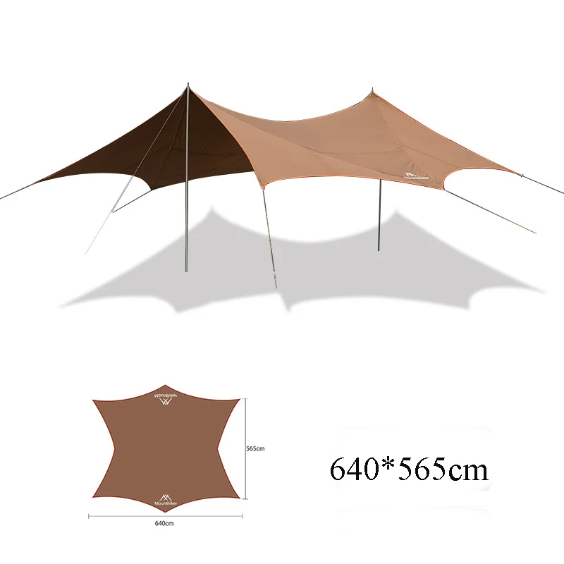 

Large Outdoor Canopy Oxford Cloth Silver Coated Multi-person Sunscreen and Rainproof Awning Sunshade Shelter 640*565cm Tourist