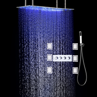 40x20inches 1000x500mm LED Shower Head Panel Set Rain Massage Lateral Wall Jets Hot And Cold Mixer Valve Faucet System