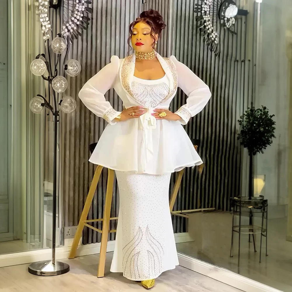 

Dashiki Африканские вечерние платья для женщин Элегантное модное африканское длинное платье макси без рукавов из полиэстера с пальто L-3XL