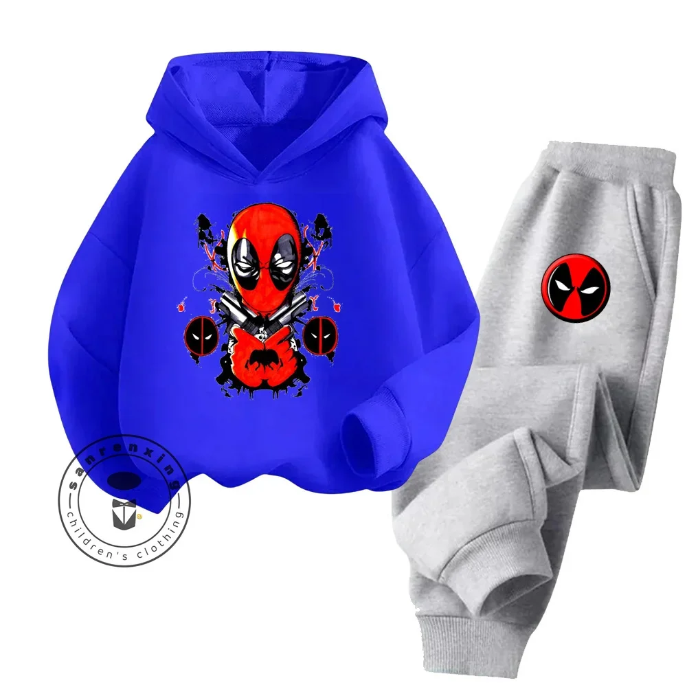 2024 New Cartoon Deadpool Cotton Boys Girls Teen Trendy Hoodie Spring Fall Hooded New Everyday Casual Street Fashion Tracksuit