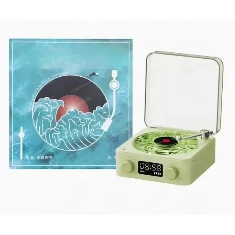 Retro vinyl wireless speaker Bluetooth HIFI bass gramophone supports white noise playback