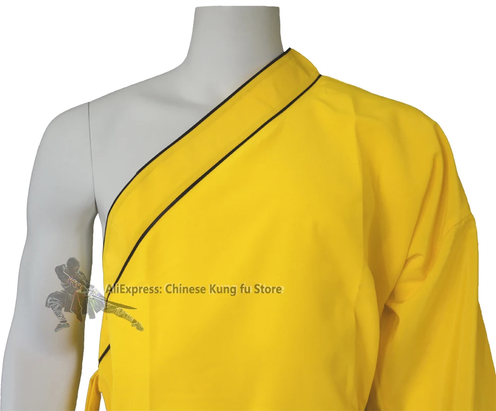 Yellow Color One-sleeve Shaolin Monk Suit Kung fu Martial arts Tai chi Wing Chun Suit for Kids and Adults