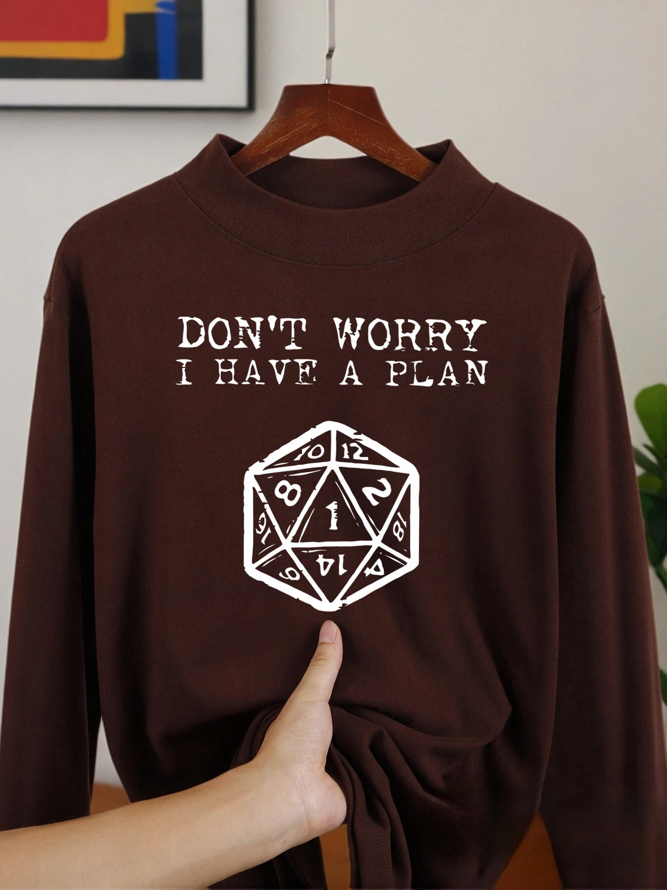 لا تقلق لدي خطة طباعة الذكور قمصان طويلة الأكمام الشتاء الخريف قاعدة طبقة ملابس عصرية غير رسمية قميص الياقة المتوسطة