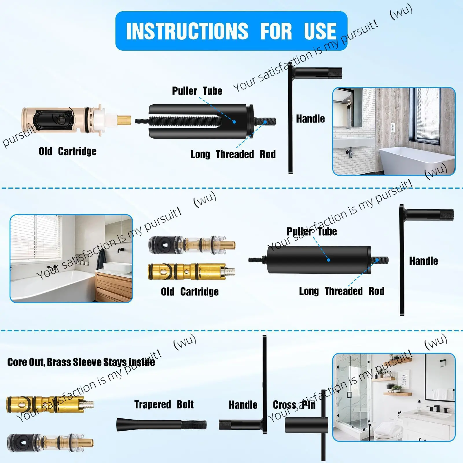 Shower Core Removal Tool - Rust-resistant and durable faucet tool