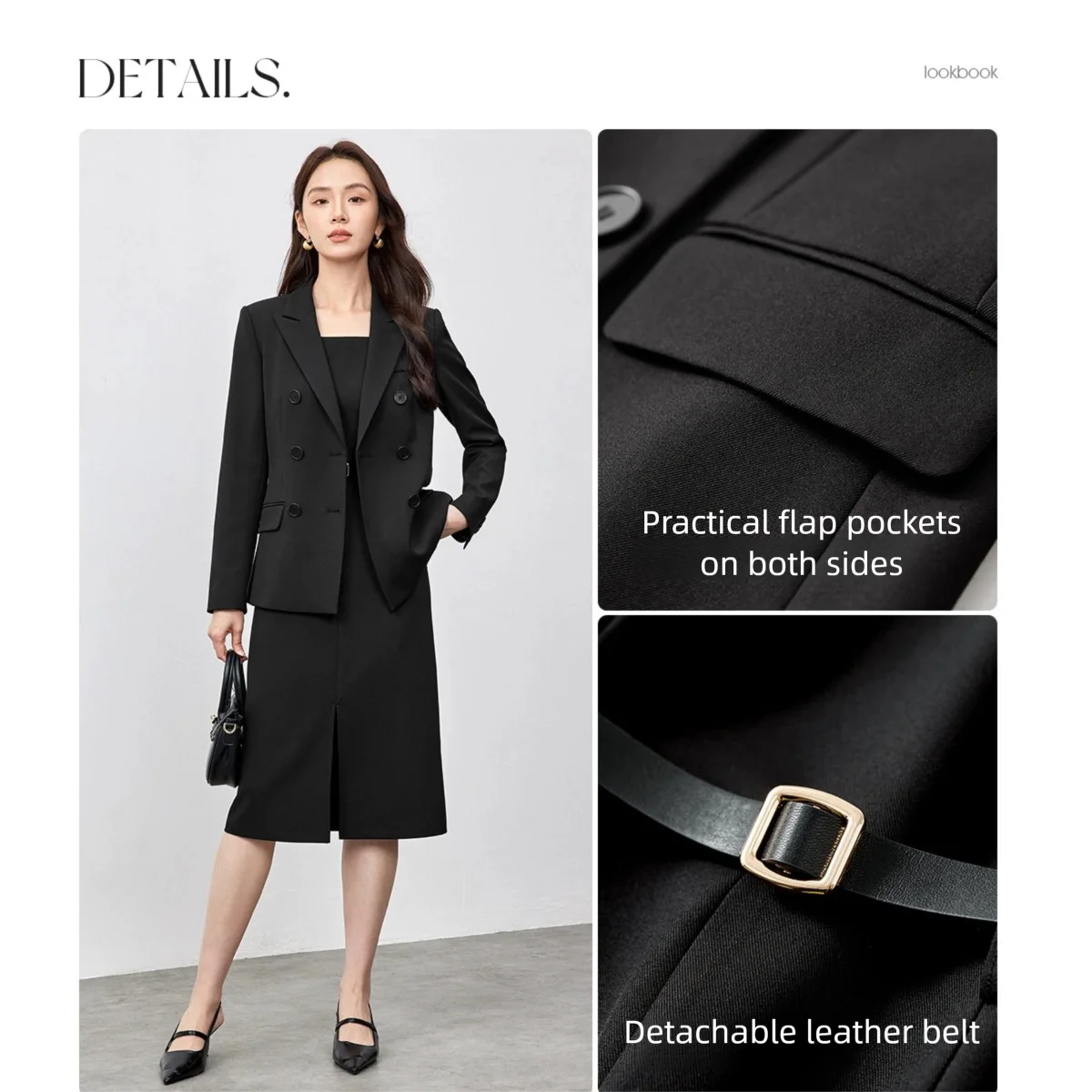 SENTUBILA Blazer Dress Suit Elegant Autumn 2025 Woman Long Sleeve Lapel Collar Coat Vest Sashes Dress Ladies Sets 151Z80054Z