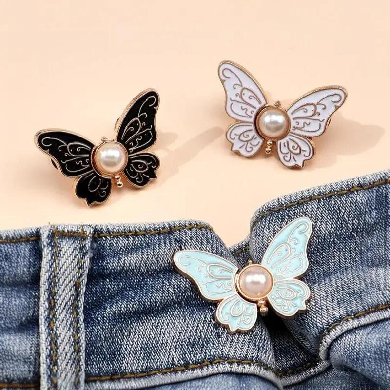 Schmetterlings-Jeansknopf, verstellbare Clips, Taillenverengung, Schnallenversteller für Hosen und Röcke, einziehbarer Knopfstift – Detail 9