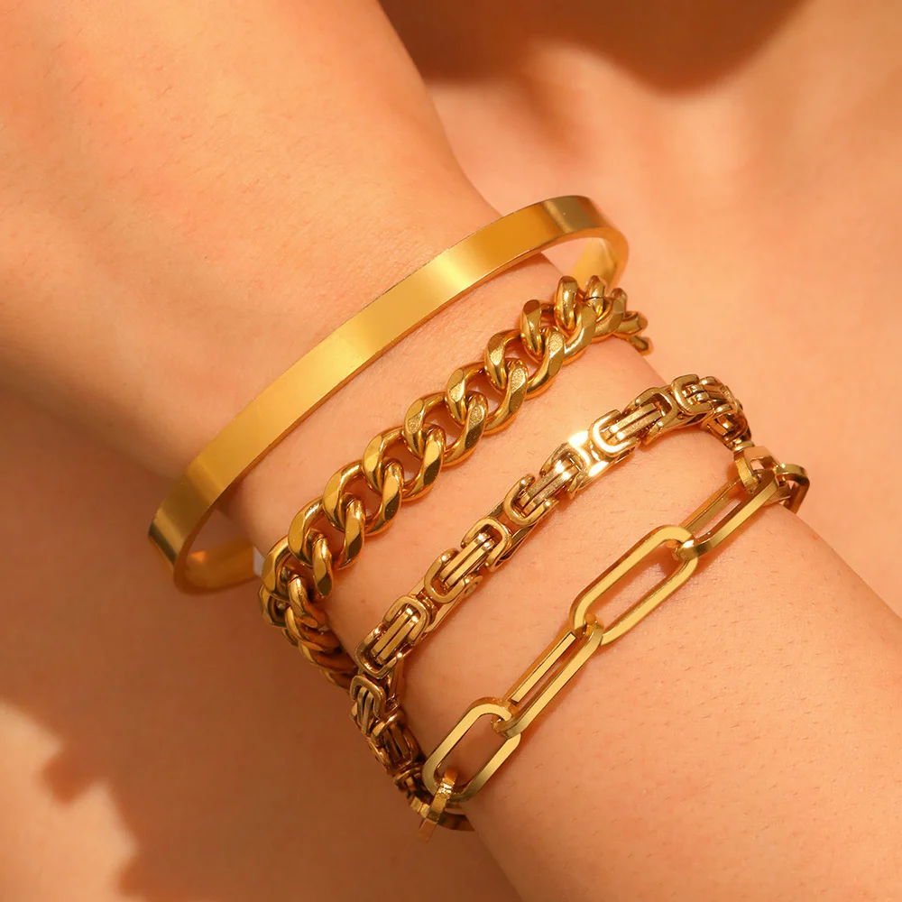 

Boho style rectangular chain multi bracelet set, waterproof and non-fading, women's jewelry, wedding party gifts