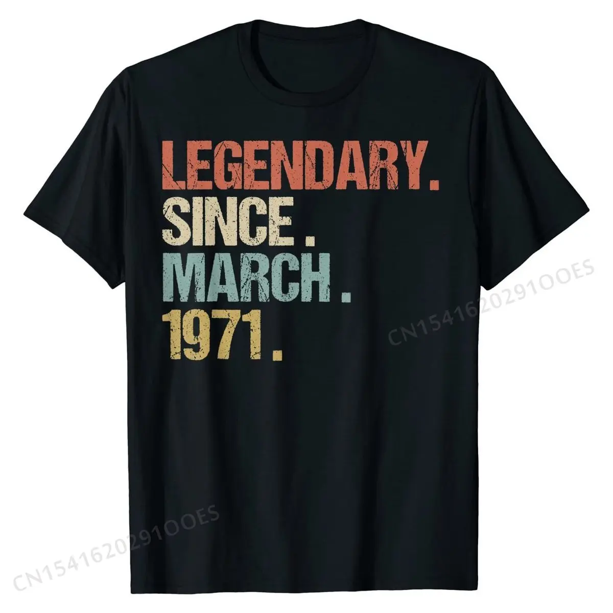 50th Birthday Gift Legendary Since March 1971 Shirt Retro T-Shirt Tees Discount Normal Cotton Man Top T-shirts Design