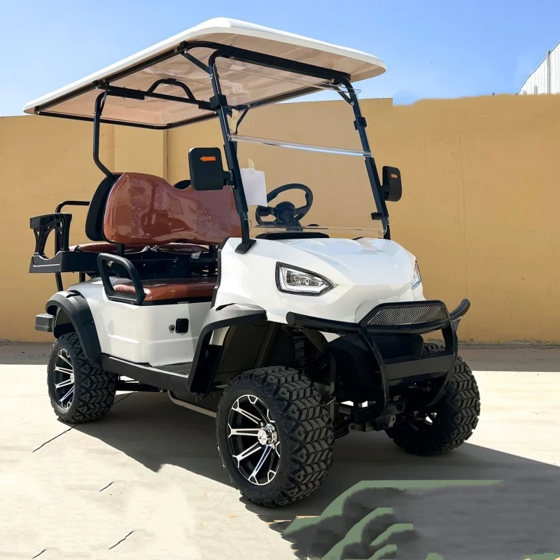China Factory Mini Electric Off-Road 4 Passenger Club Car Foldable Rear Seat + Built-In Storage Box Electric Golf Cart For Sale