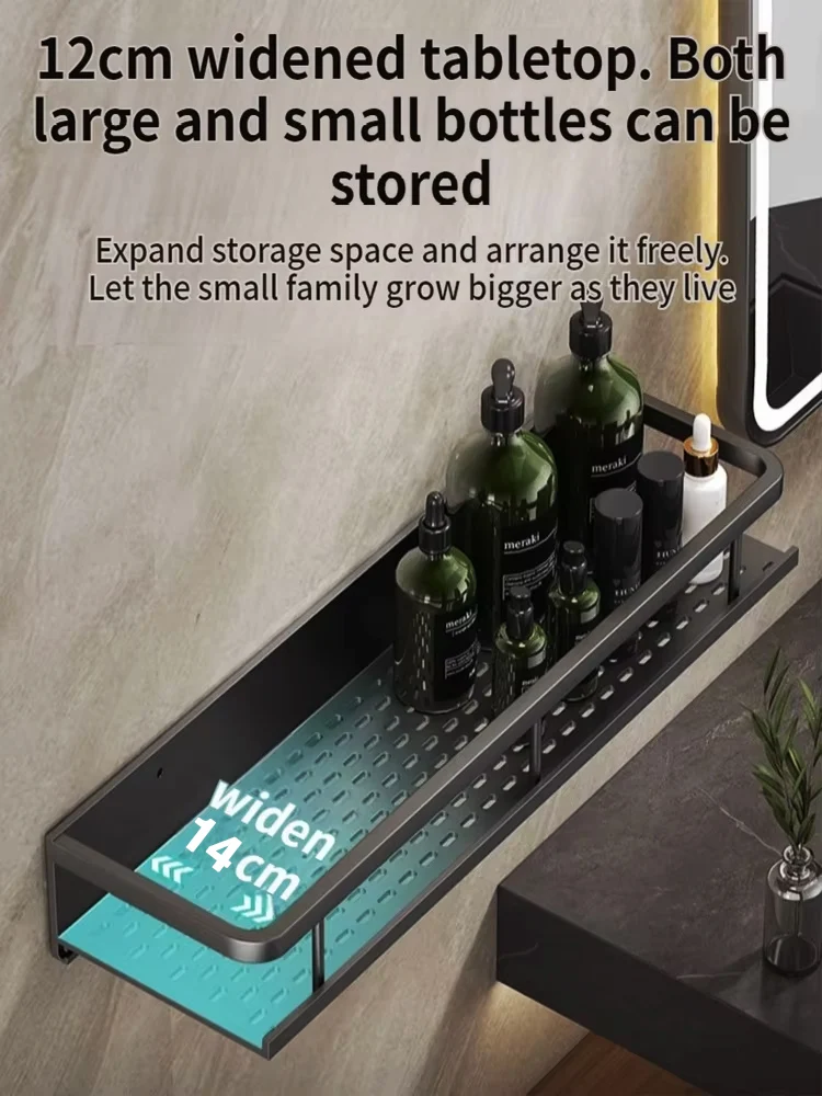 60CM Walls for Installation Aluminum Bathroom Shelf Shelves Shampoo Rack Storage Holder Kitchen Organizer Wall Rack