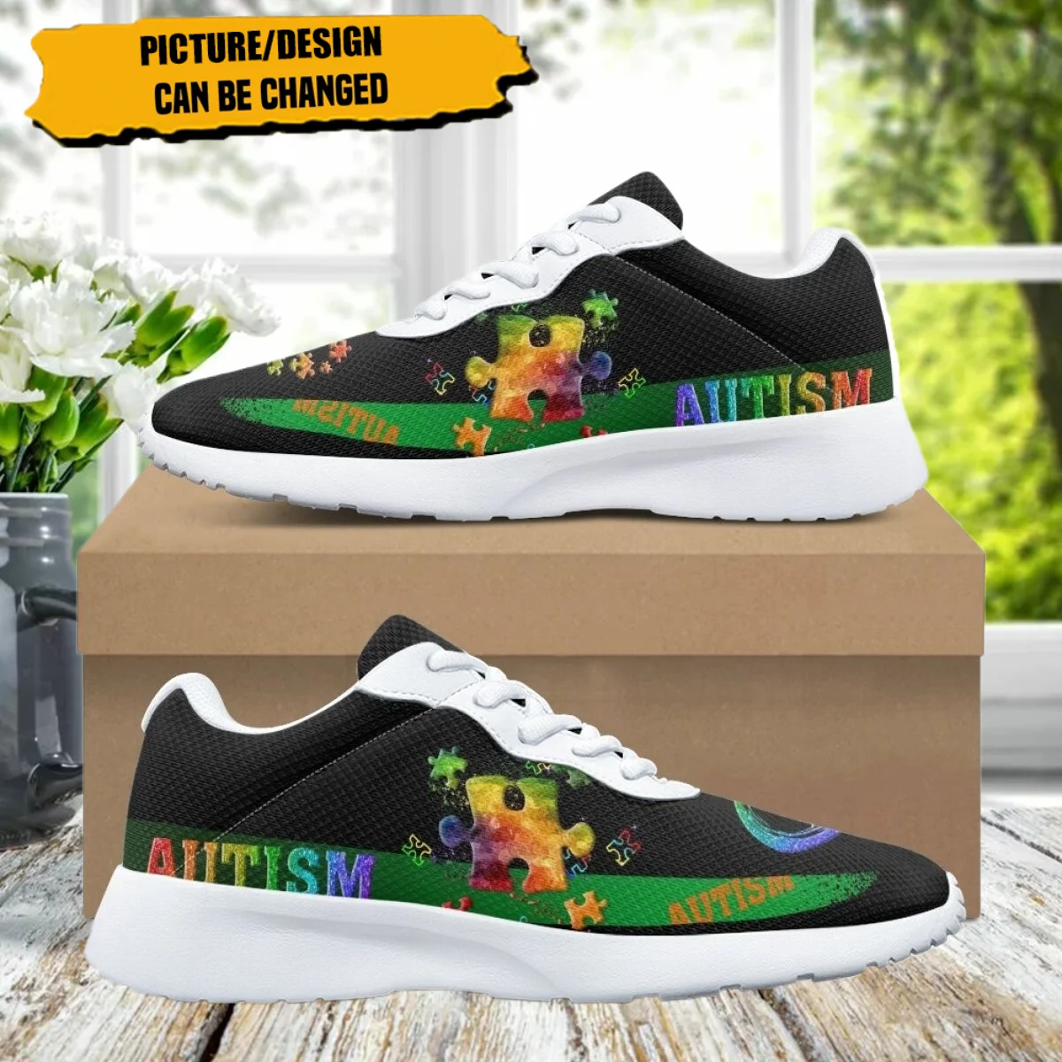 

Autism Color Jigsaw Pattern Women Training Jogging Shoes Cozy Sneaker Durable Gym Teen Sneakers Print On Demand tenis masculino