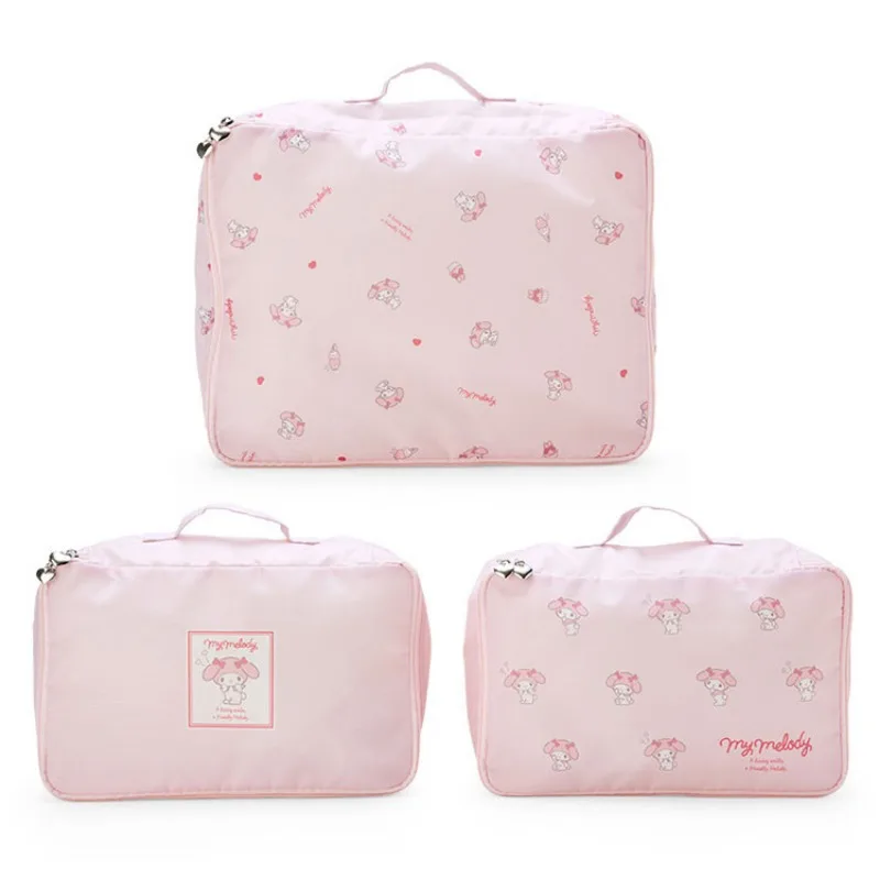 3pcs New Sanrio Hello Kitty My Melody Kuromi Travel Storage Bag Cute Luggage Storage and Organizing Classification for Girls