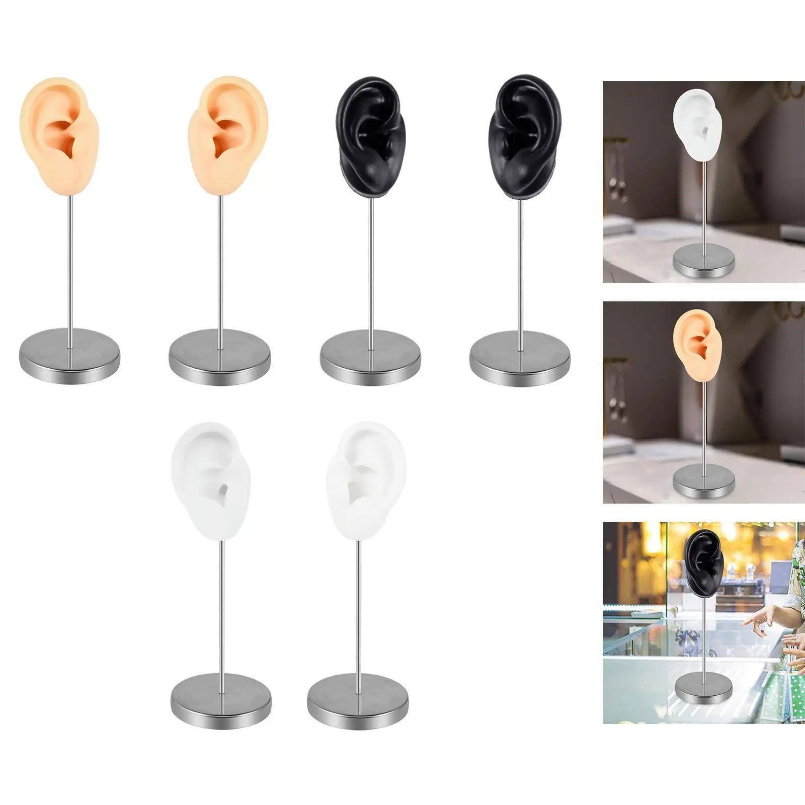 Silicone Ear Model Body Part Realistic Prop Earring Jewelry Display for Selling Birthday Piercing Practice Showcase Retails