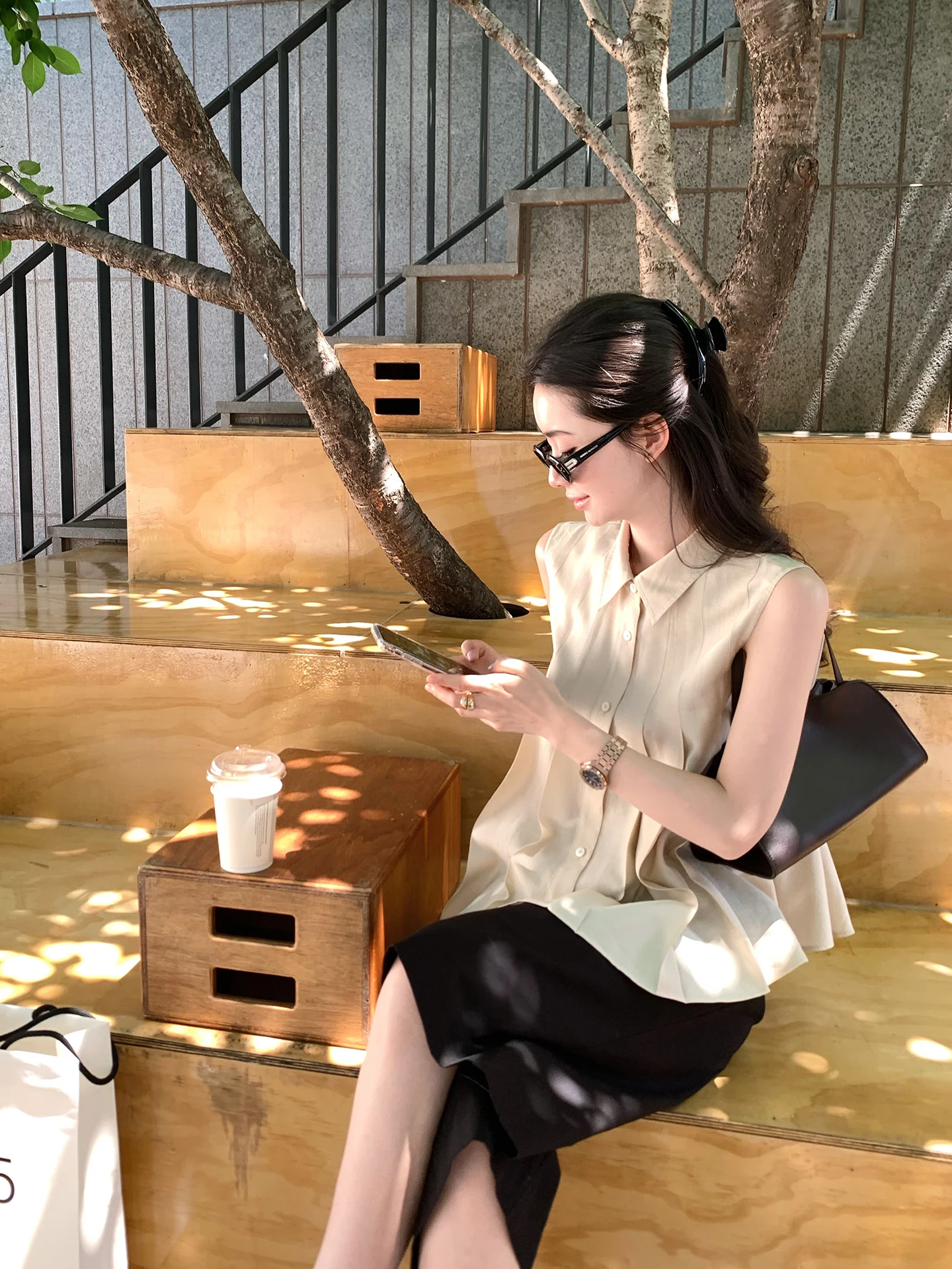 

LIYSENIOR Camere irt Lightweight ort Svel Long Sve Commute Design Sense irt for Women Summer Thin Fabric